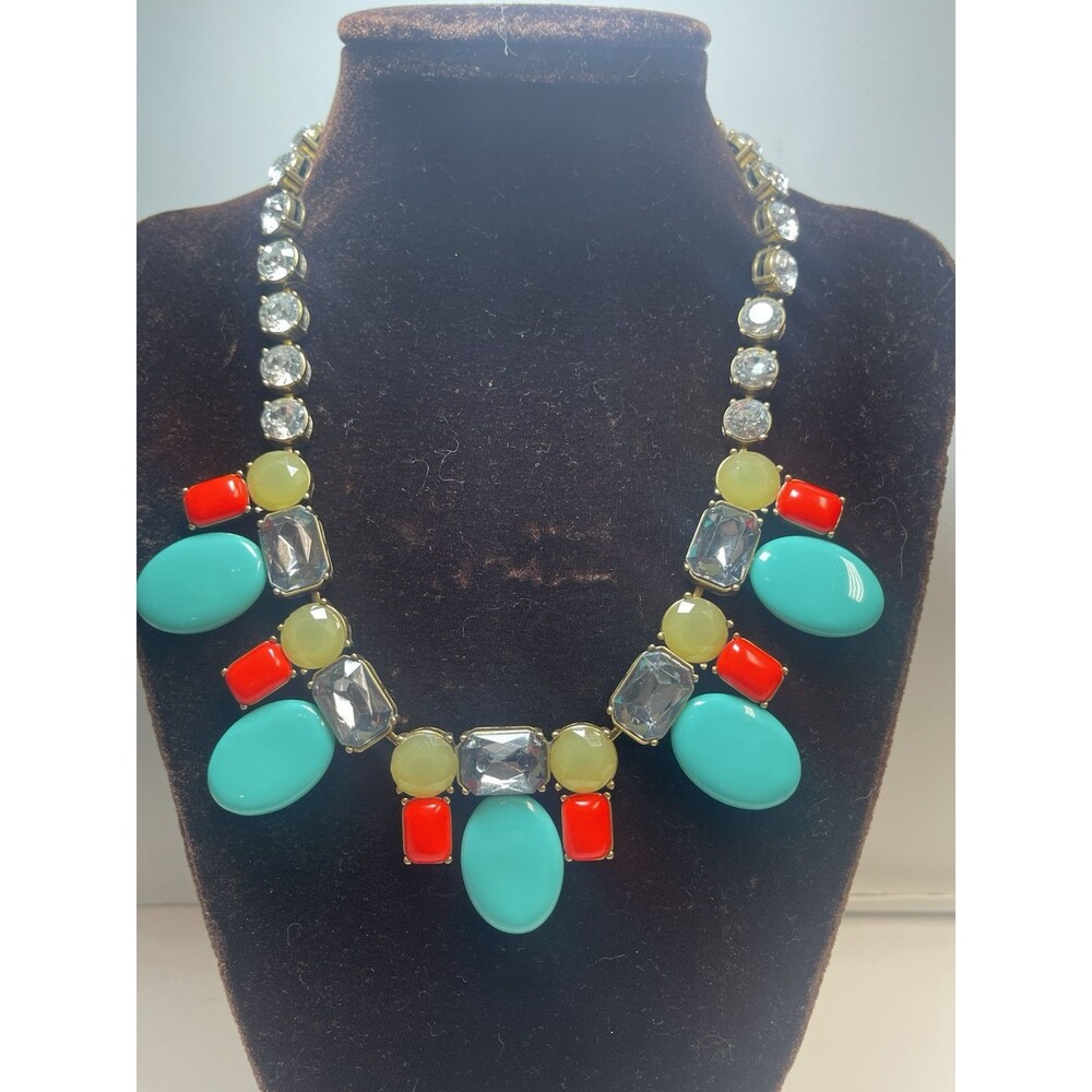 J Crew Multi Color Stone Chunky Statement Necklace